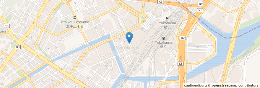 Mapa de ubicacion de 市営地下鉄ブルーラインのりば JR・相鉄連絡改札口 en Jepun, 神奈川県, 横浜市, 西区, 神奈川区.