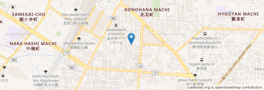 Mapa de ubicacion de 大衆居酒屋ランタン en Japan, Präfektur Ishikawa, 金沢市.