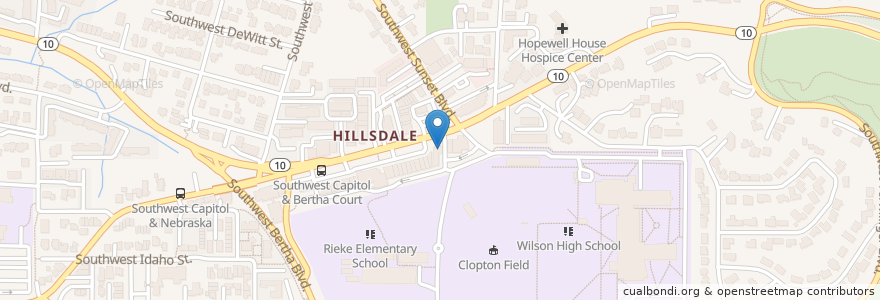 Mapa de ubicacion de Hillsdale Family Dental en États-Unis D'Amérique, Oregon, Portland, Multnomah County.