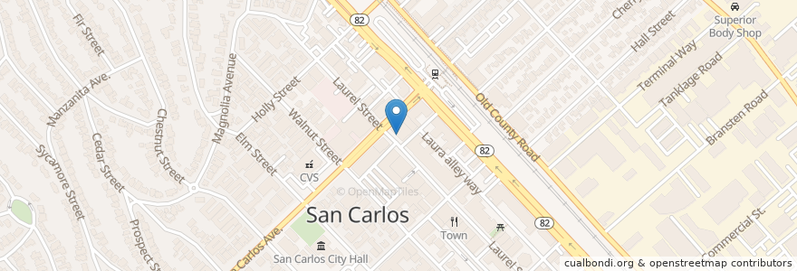 Mapa de ubicacion de House of Bagels en United States, California, San Mateo County, San Carlos.
