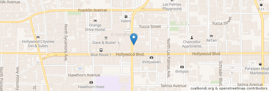Mapa de ubicacion de Le Oriental Bistro en 미국, 캘리포니아주, Los Angeles County, 로스앤젤레스.