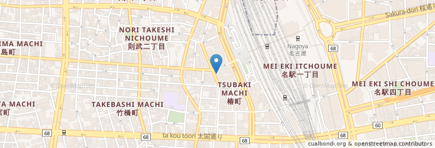 Mapa de ubicacion de 駅西ラーメン en Japan, Präfektur Aichi, 名古屋市, 中村区.