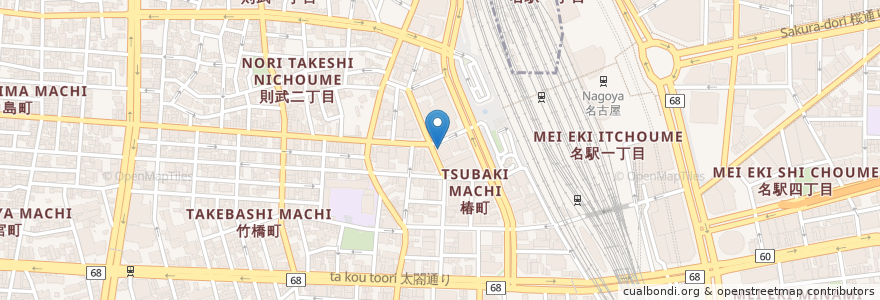 Mapa de ubicacion de がブリチキン en 日本, 愛知県, 名古屋市, 中村区.