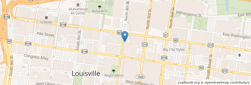 Mapa de ubicacion de Yaching's East West Cuisine en Amerika Syarikat, Kentucky, Jefferson County, Louisville.