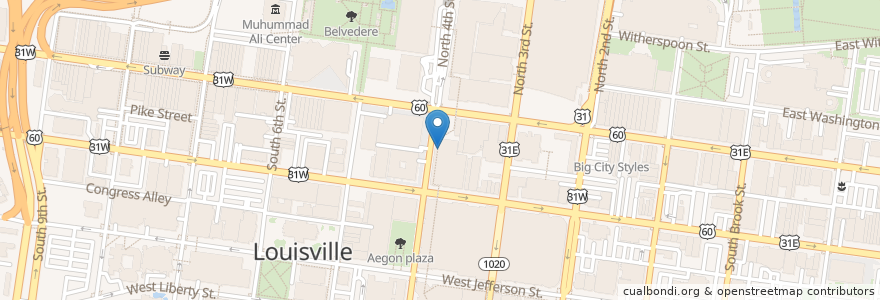 Mapa de ubicacion de Addis Grill en الولايات المتّحدة الأمريكيّة, كنتاكي, مقاطعة جفرسون, Louisville.