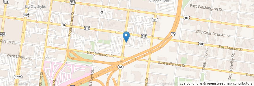 Mapa de ubicacion de Tryangles Nightclub en Amerika Birleşik Devletleri, Kentucky, Jefferson County, Louisville.