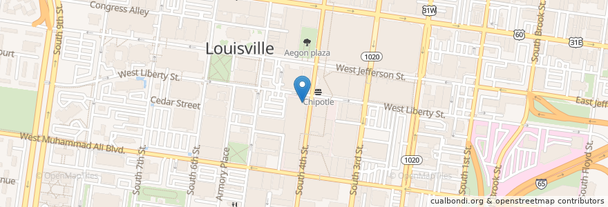 Mapa de ubicacion de Gordon Biersch Brewery Restaurant en United States, Kentucky, Jefferson County, Louisville.