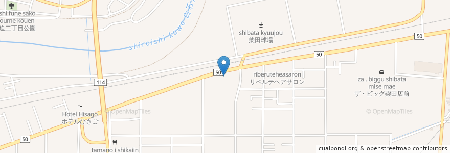 Mapa de ubicacion de セブン-イレブン柴田船岡上大原店前 en 일본, 미야기현, 柴田郡, 柴田町.