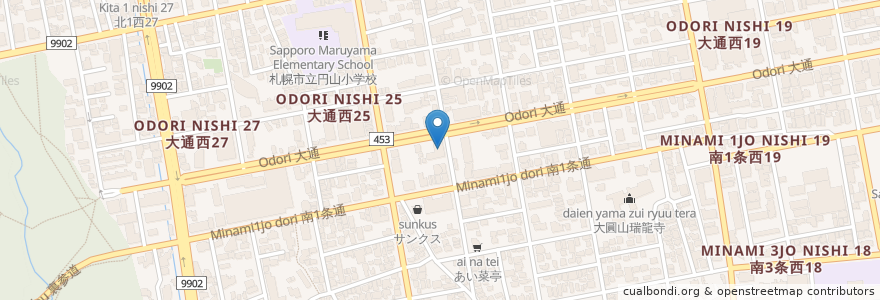 Mapa de ubicacion de 北洋銀行 en Япония, Хоккайдо, Округ Исикари, Саппоро, Тюо.