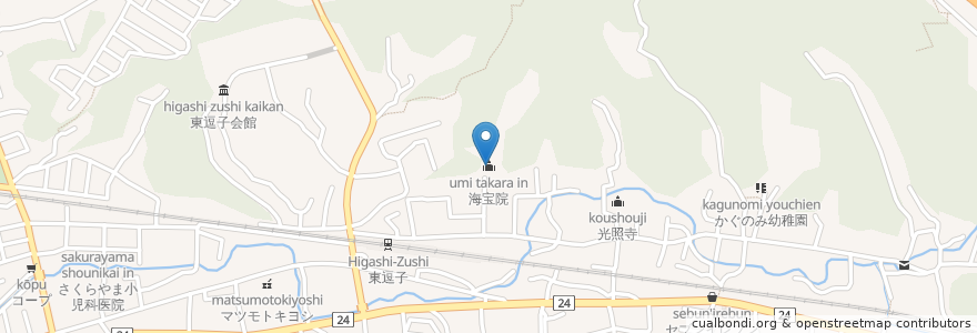 Mapa de ubicacion de 海宝院 en 日本, 神奈川県, 逗子市.