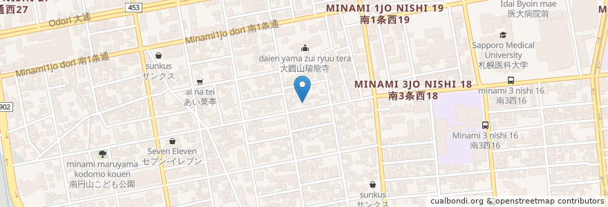 Mapa de ubicacion de 円山リラクリニック en Japón, Prefectura De Hokkaidō, 石狩振興局, Sapporo, 中央区.