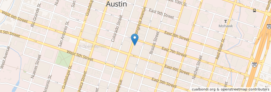 Mapa de ubicacion de The Hideout en 미국, 텍사스, Travis County, Austin.