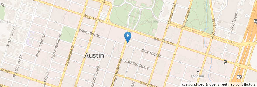 Mapa de ubicacion de Starbucks en ایالات متحده آمریکا, تگزاس, Travis County, Austin.