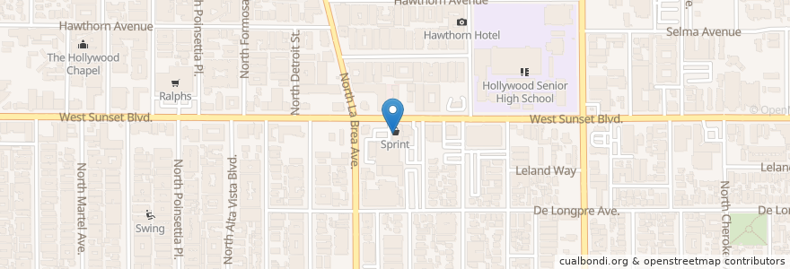 Mapa de ubicacion de Subway en Verenigde Staten, Californië, Los Angeles County, Los Angeles.
