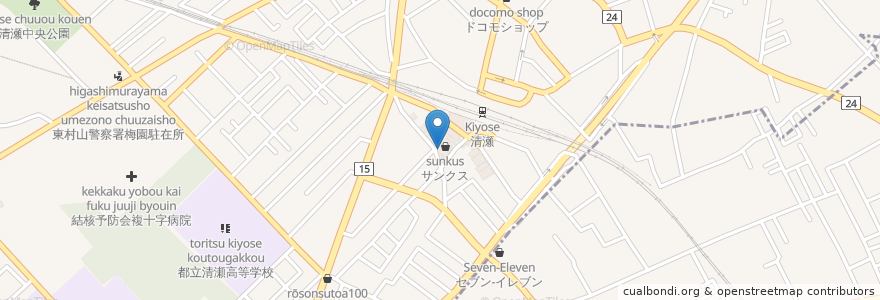 Mapa de ubicacion de たんぽぽ en 일본, 도쿄도, 清瀬市.