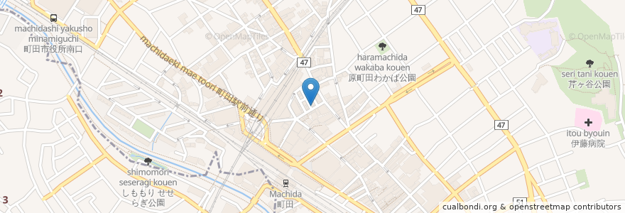 Mapa de ubicacion de 焼肉ここから en Япония, Токио, Матида.