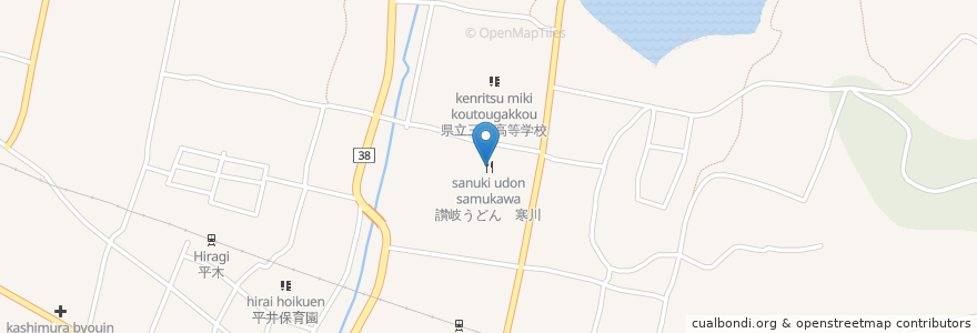 Mapa de ubicacion de 讃岐うどん　寒川 en Japan, Kagawa Prefecture, Kita County, Miki.