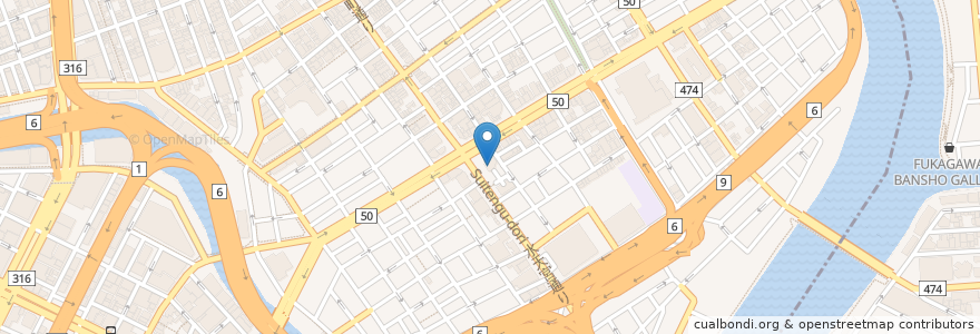 Mapa de ubicacion de 東京水天宮 en Japonya, 東京都, 中央区.