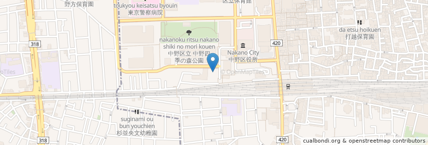 Mapa de ubicacion de 中野西自転車駐車場 en Giappone, Tokyo, 中野区.