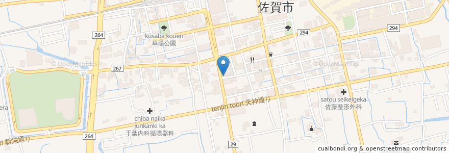 Mapa de ubicacion de 飩兵衛 en Japão, 佐賀県, 佐賀市.