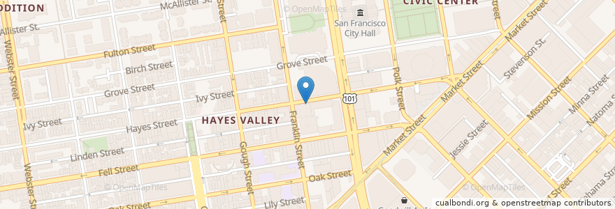 Mapa de ubicacion de Nourse Theater en Amerika Birleşik Devletleri, Kaliforniya, San Francisco, San Francisco.