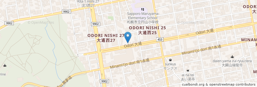 Mapa de ubicacion de 高杉内科小児科医院 en Япония, Хоккайдо, Округ Исикари, Саппоро, Тюо.