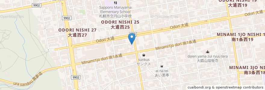 Mapa de ubicacion de 田中歯科医院 en Japan, Hokkaido Prefecture, Ishikari Subprefecture, Sapporo, Chuo.