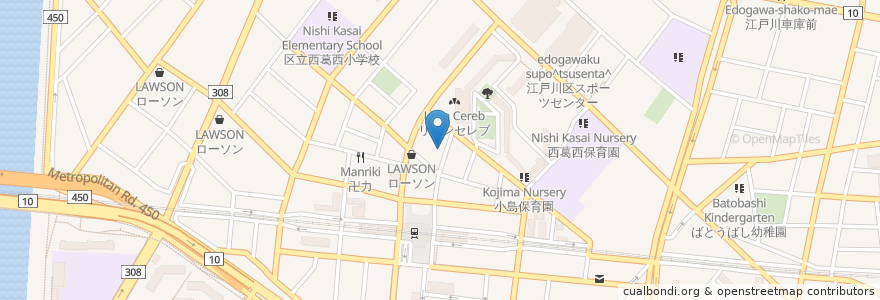 Mapa de ubicacion de 一本堂 en Japonya, 東京都, 江戸川区.