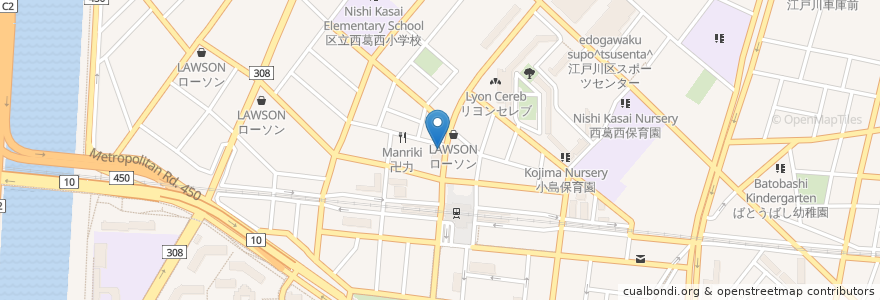 Mapa de ubicacion de ドトールコーヒーショップ en 日本, 東京都, 江戸川区.