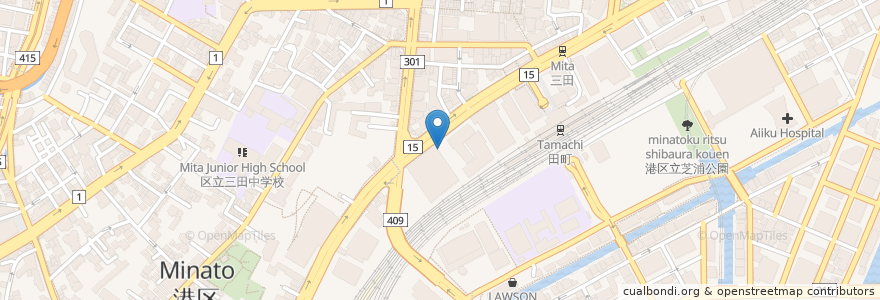 Mapa de ubicacion de 田町駅西口第1暫定自転車等駐車場 en Jepun, 東京都, 港区.