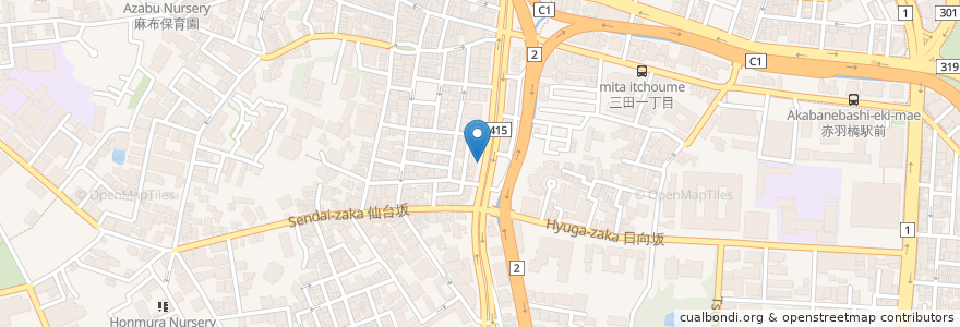 Mapa de ubicacion de 麻布十番第1暫定自転車駐車場 en ژاپن, 東京都, 港区.