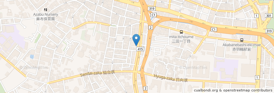 Mapa de ubicacion de 麻布十番第1暫定自転車駐車場 en Jepun, 東京都, 港区.