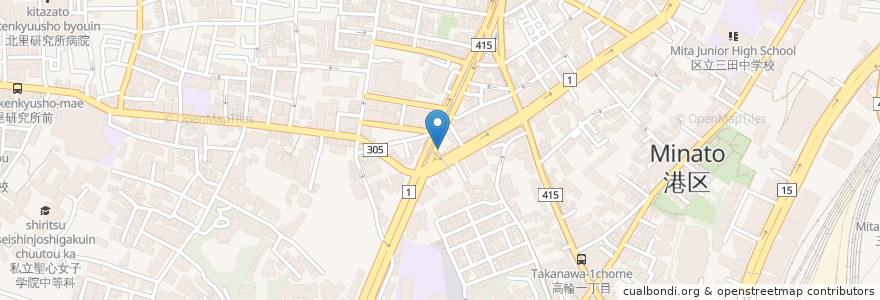 Mapa de ubicacion de 白金高輪駅自転車駐車場 en Jepun, 東京都, 港区.