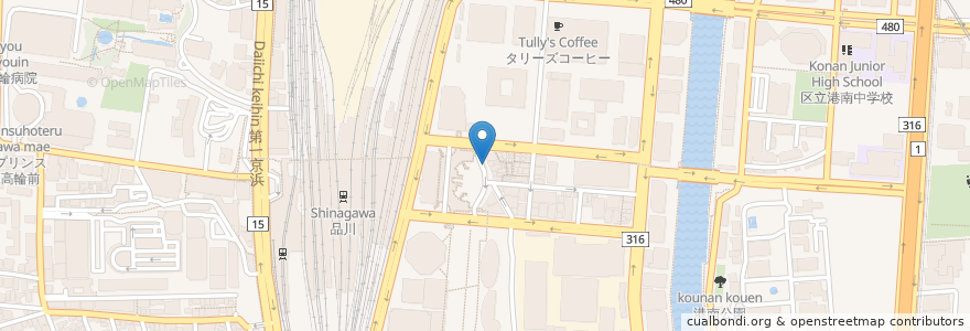 Mapa de ubicacion de 品川駅港南口自転車等駐車場 en Japonya, 東京都.