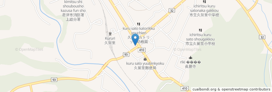 Mapa de ubicacion de 千葉銀行久留里支店 en 日本, 千葉県, 君津市.