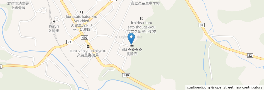 Mapa de ubicacion de 眞勝寺 en Japón, Prefectura De Chiba, 君津市.
