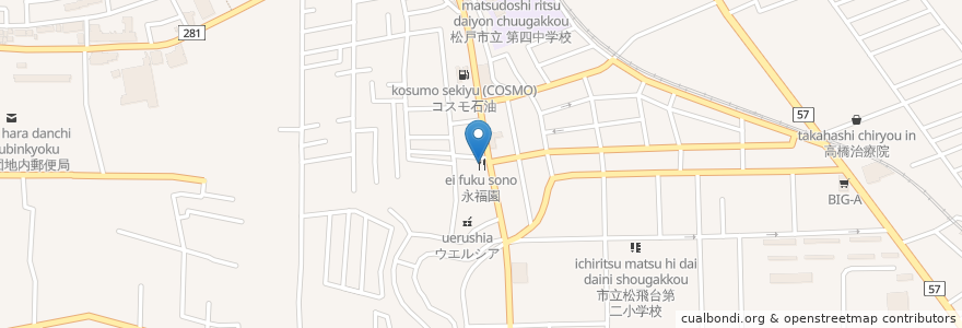 Mapa de ubicacion de 永福園 en Japan, Präfektur Chiba, 松戸市.