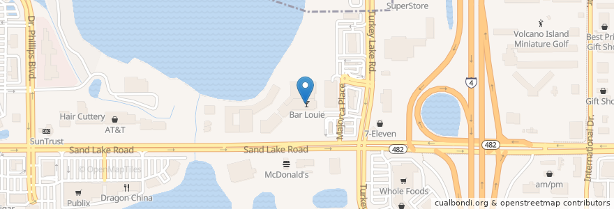 Mapa de ubicacion de Bar Louie en Соединённые Штаты Америки, Флорида, Ориндж.