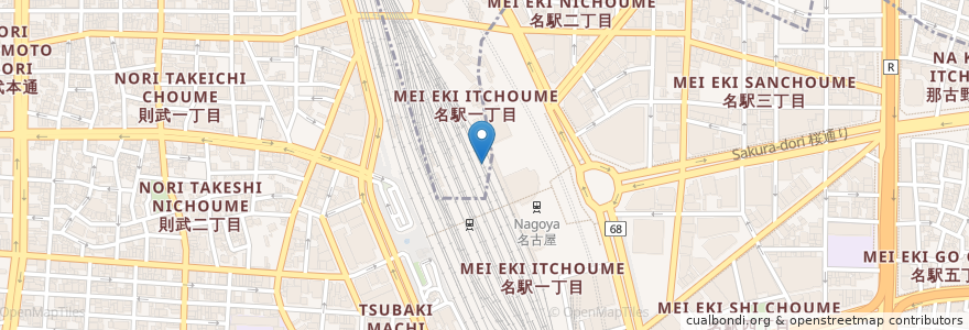 Mapa de ubicacion de ラーメン江南 en 日本, 愛知県, 名古屋市, 中村区.