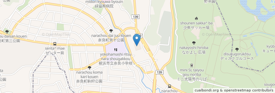 Mapa de ubicacion de 奈良地区センター en Japón, Prefectura De Kanagawa, Yokohama, 青葉区.