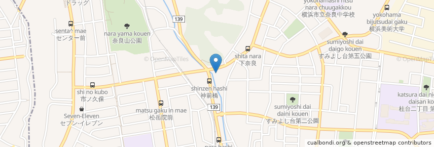 Mapa de ubicacion de コメダ珈琲 en Japan, 神奈川県, Yokohama, 青葉区.