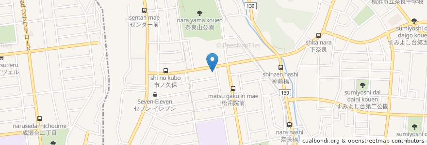 Mapa de ubicacion de 青葉消防署奈良消防出張所 en 일본, 가나가와현, 요코하마시, 青葉区.