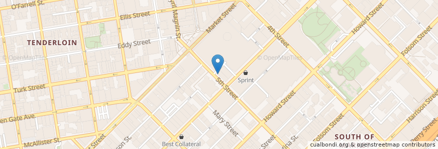 Mapa de ubicacion de Sushi Club en 美利坚合众国/美利堅合眾國, 加利福尼亚州/加利福尼亞州, 旧金山市县/三藩市市縣/舊金山市郡, 旧金山.