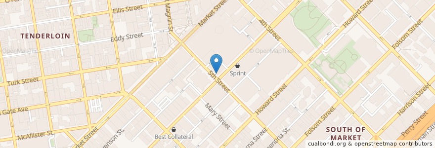 Mapa de ubicacion de SOMA Restaurant & Bar en アメリカ合衆国, カリフォルニア州, サンフランシスコ, San Francisco.