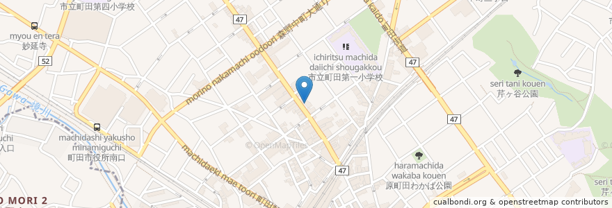 Mapa de ubicacion de かき小屋 en Japonya, 東京都, 町田市.
