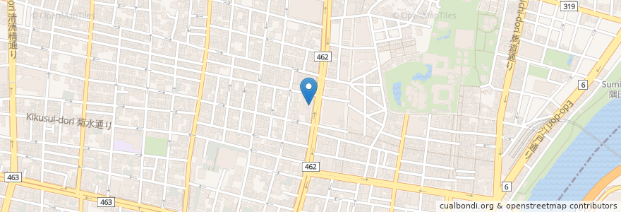 Mapa de ubicacion de とらふぐ亭 en 일본, 도쿄도, 다이토구.