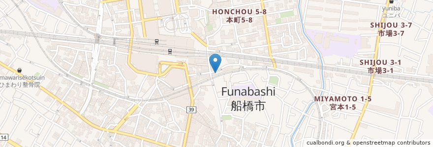 Mapa de ubicacion de Hub en Japonya, 千葉県, 船橋市.