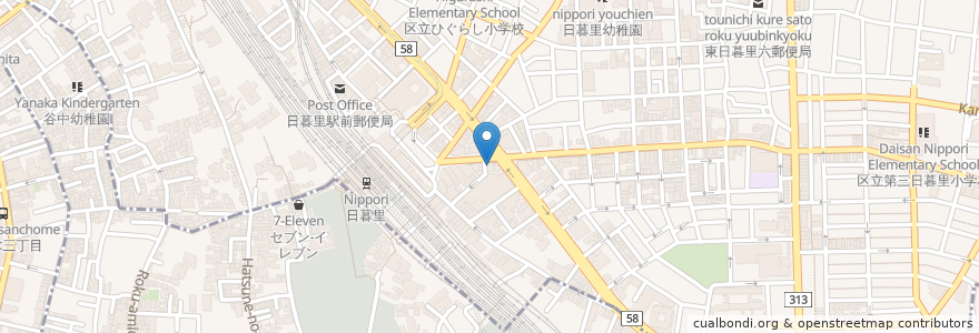 Mapa de ubicacion de 日暮里薬局 en 일본, 도쿄도, 다이토구.