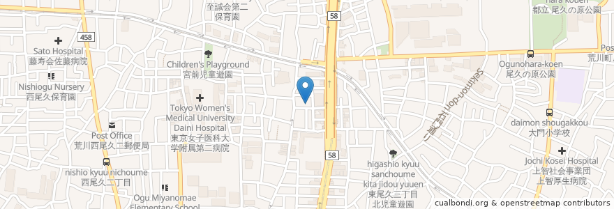 Mapa de ubicacion de 熊野前ひろば館 en 일본, 도쿄도.