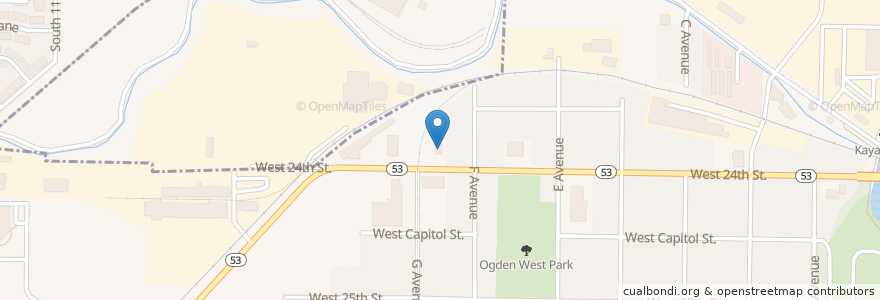 Mapa de ubicacion de Iglesia de Dios en Estados Unidos De América, Utah, Weber County, Ogden.